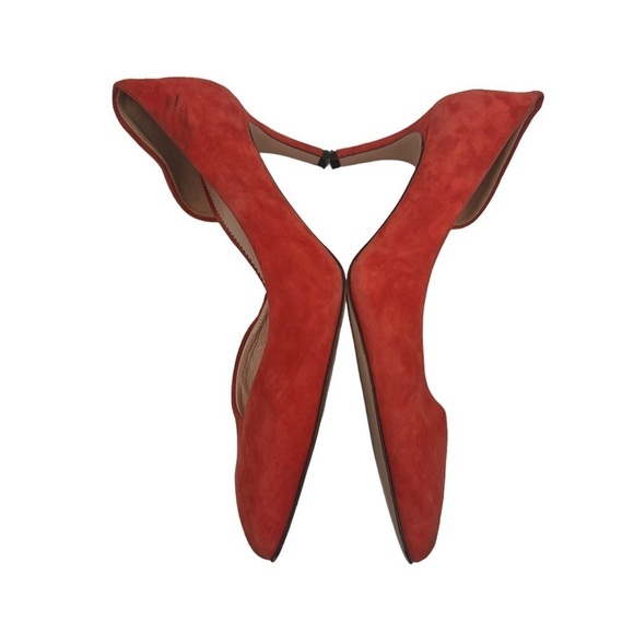 J. Crew Burnt Orange Suede Pointed Toe D’Orsay Heels Size 6 1/2 Women’s - Picture 5 of 7
